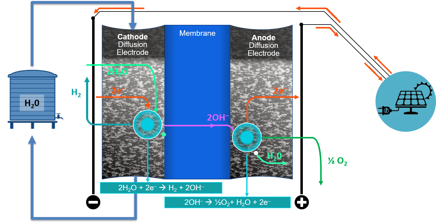 Principle of operation of an AEM Water Electrolyzer